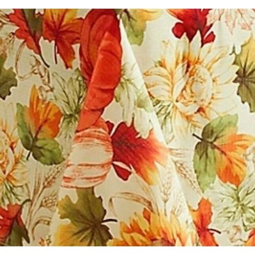 Thanksgiving Pumpkins Tablecloth Fabric Autumn Sunflower Holiday 60x84